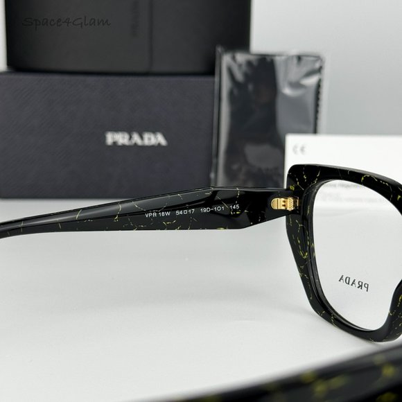 NEW Prada PR18WV 19D1O1 Black Yellow Marble Cat Eye Women Eyeglasses - Picture 8 of 9